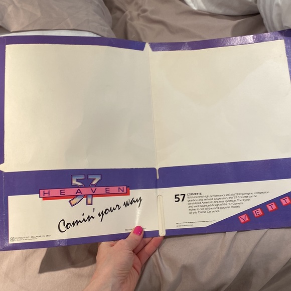 VTG 1985 school paper binder portfolio w 1957 Heaven Corvette - Picture 3 of 6